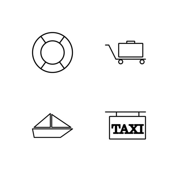 Viaje simple bosquejado iconos conjunto — Vector de stock