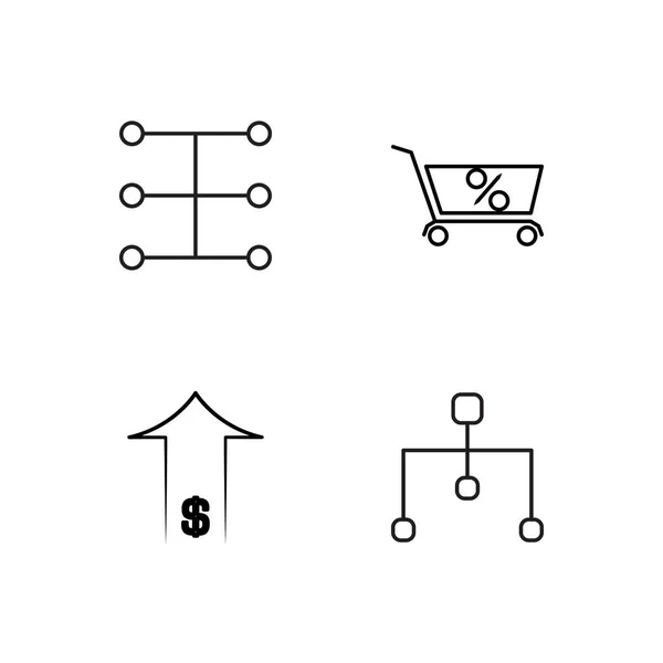 Marketingové jednoduché obrysy ikony nastavit — Stockový vektor