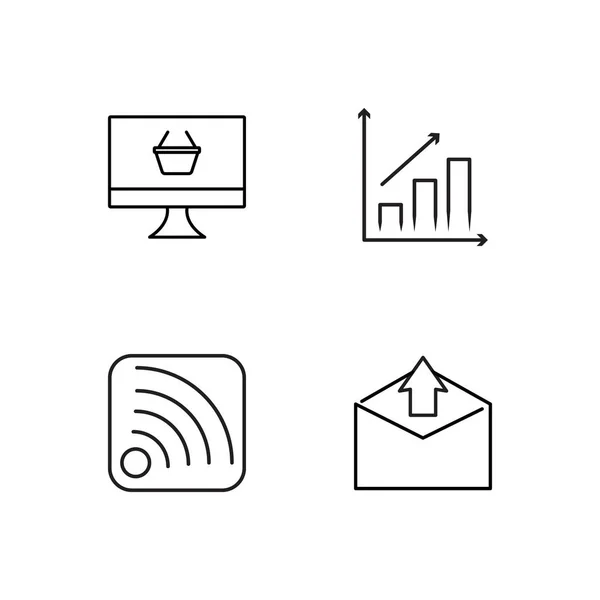 Marketing semplice delineato icone set — Vettoriale Stock