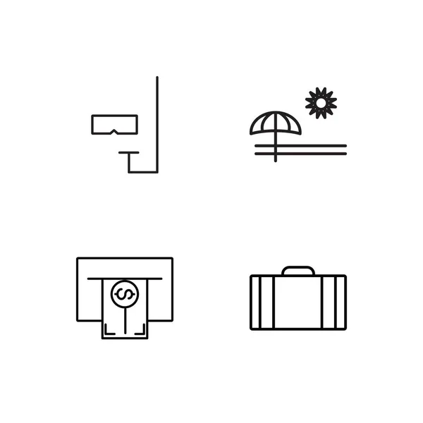 Viagem simples conjunto de ícones delineados —  Vetores de Stock