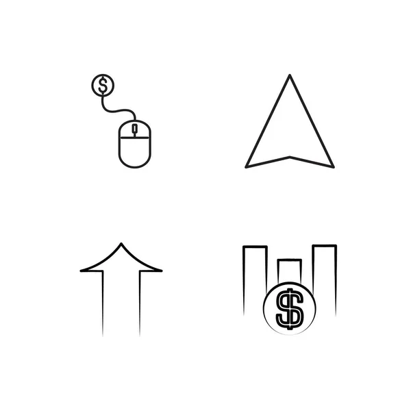 Marketing conjunto de ícones delineados simples — Vetor de Stock