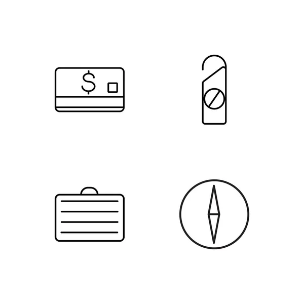 Viaggio semplice delineato icone set — Vettoriale Stock
