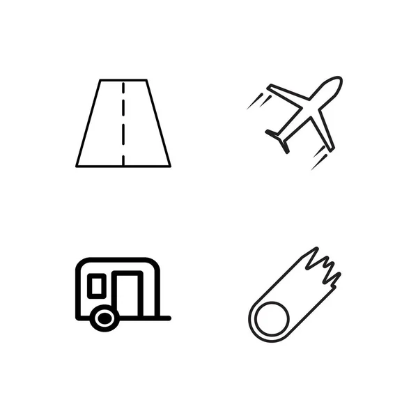 Podróż proste kontury ikony zestaw — Wektor stockowy