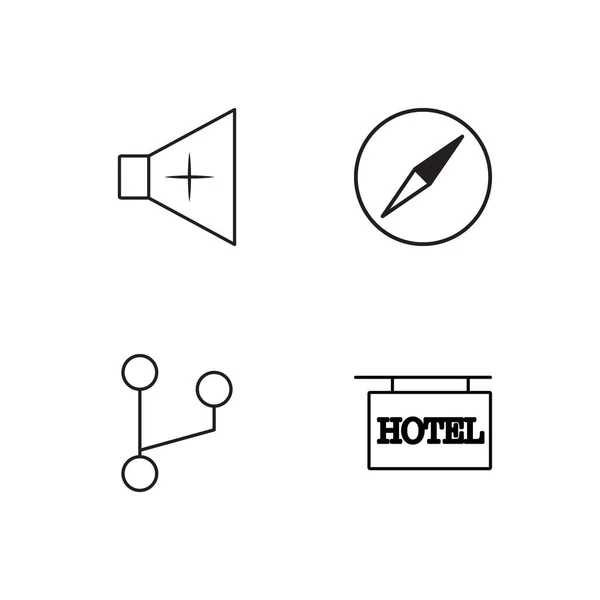 Cestovní sada jednoduché obrysy ikony — Stockový vektor