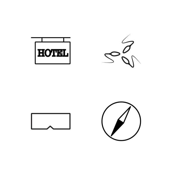 Viaje simple bosquejado iconos conjunto — Vector de stock