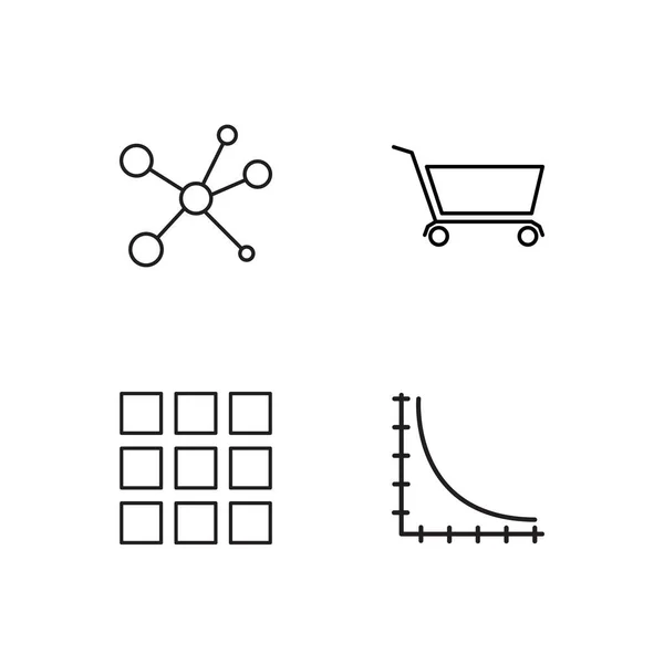 마케팅 간단한 개요 아이콘 세트 벡터 그래픽