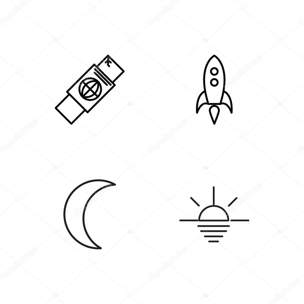 travel simple outlined icons set