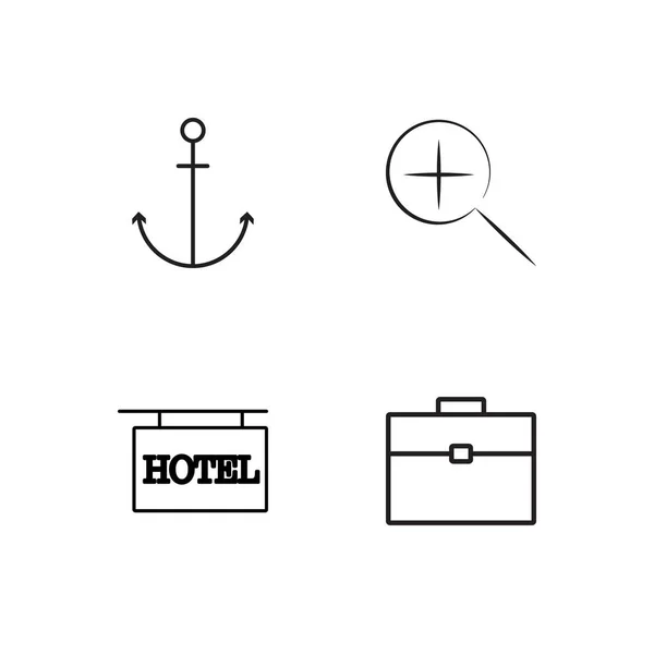 Viaje simple bosquejado iconos conjunto — Vector de stock