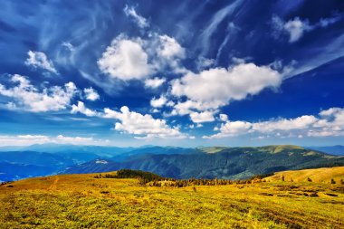 Dağ manzarası ile renkli forestdramatic ve pitoresk sahne. Popüler turistik. Avrupa. Sanatsal resim. Güzellik Dünya