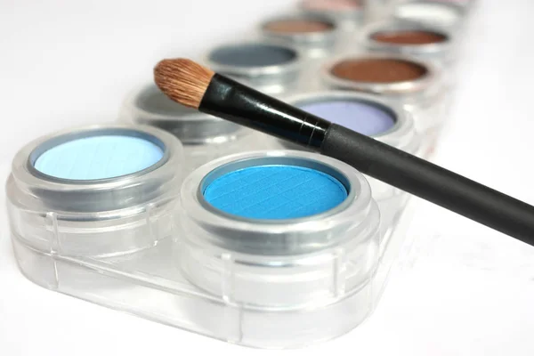 Palettes Ombres Paupières Colorées Maquillage Isolées Sur Fond Blanc — Photo