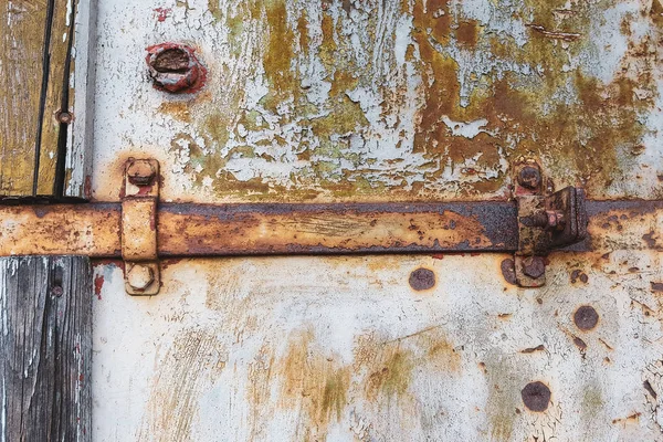 Metallic rusted items. Rust lock mechanism