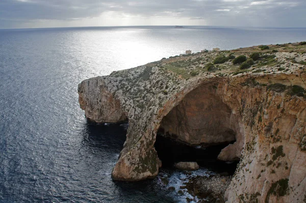 Blaue Grotte Malta Blick Auf Das Meer Mit Höhle Und — Stockfoto