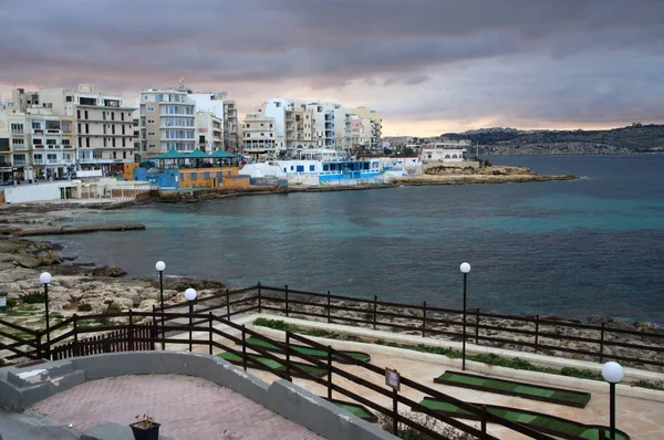 Мини Гольф Здания Бугибба Закате Мальта — стоковое фото