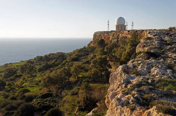 Dingli Cliffs Dingli Aviation Radar Building Tramonto Malta — Foto Stock
