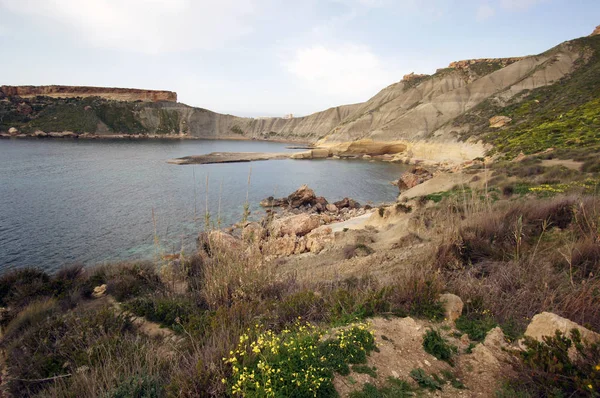 Panorama Della Baia Gnejna Golden Bay Malta — Foto Stock