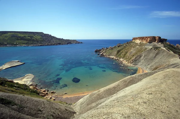 Panorama Del Puerto Playa Ghajn Tuffieha Golden Bay Malta —  Fotos de Stock