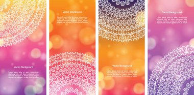 Hint ülke süsleme illüstrasyon kavramı kümesi. Etnik ve renkli kına Mandala tasarım, festival ve glitter bokeh arka plan.