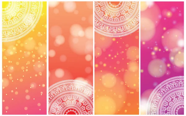 Ensemble Illustration Ornement Pays Indien Concept Ethnique Coloré Henna Mandala — Image vectorielle