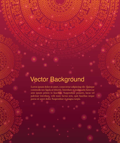 Színes Henna Mandala Design Ünnepi Csillogó Bokeh Háttér — Stock Vector