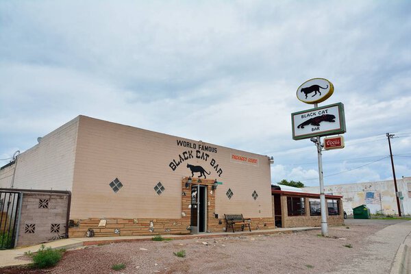 Seligman, AZ, USA - July 24, 2017: Black Cat Bar is located at Seligman. Seligman is a city of Route 66 in Arizona.