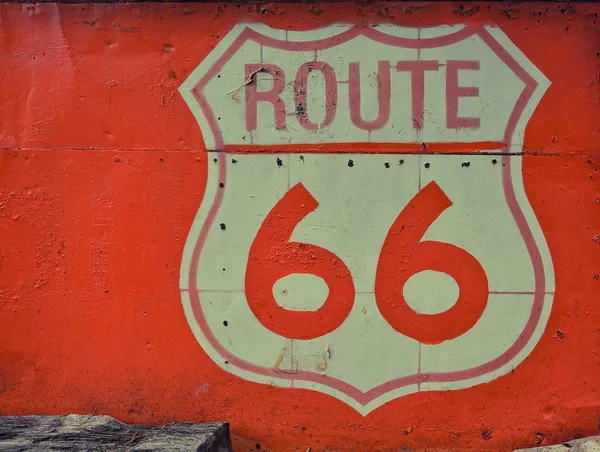 历史性的美国老路线66红色标志在一张纸 — 图库照片
