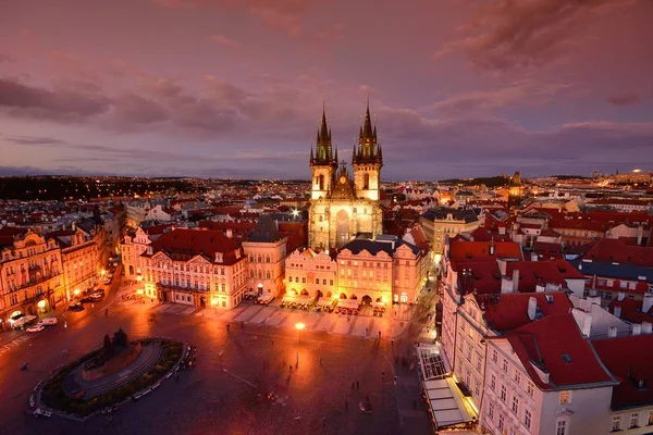 Praga Plaza Del Casco Antiguo Iglesia Madre Dios Antes Tyn — Foto de Stock