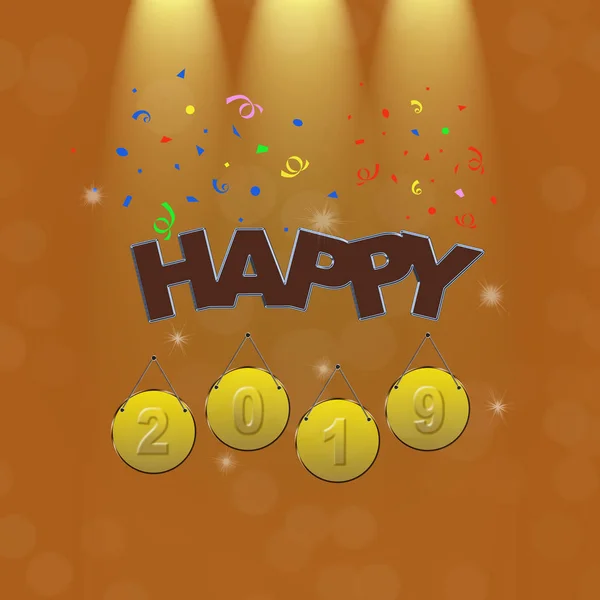 Ilustrace Šťastný Nový Rok 2019 Vykreslování — Stock fotografie