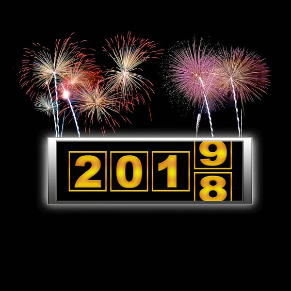Иллюстрация Счастливого Нового 2019 Года Фейерверком Рендеринг — стоковое фото