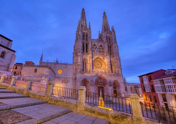 Nachtansicht Der Kathedrale Von Burgos Spanien — Stockfoto