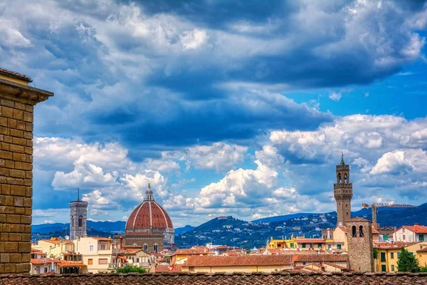 Duomo Santa Maria Del Fiore Torre Del Palazzo Vecchio Florencia — Foto de Stock