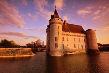 Ünlü ortaçağ kalesi Sully sur Loire, Loire vadisi, Fransa.