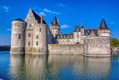 Ünlü ortaçağ kalesi Sully sur Loire, Loire vadisi, Fransa.