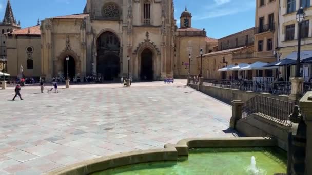 Timelapse Oviedo Cathedral Square Στις Αστούριες Της Ισπανίας Άποψη Της — Αρχείο Βίντεο