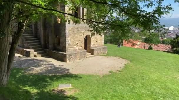 Santa Maria Del Naranco Předrománský Starý Kostel Hoře Naranco Slunečného — Stock video