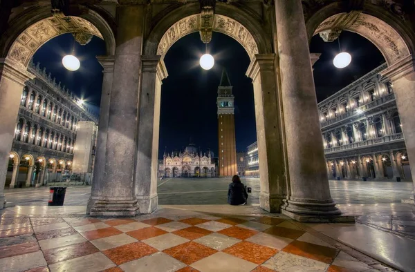 Venedik Talya Ekim 2019 Saint Mark Square Campanile Bazilica Venice — Stok fotoğraf
