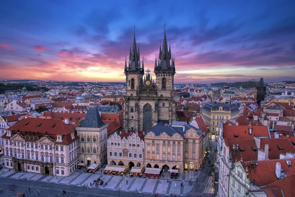 Praha Září 2018 Staroměstské Náměstí Kostel Matky Boží Před Týnem — Stock fotografie