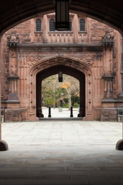 Princeton, New Jersey - 1 Kasım 2017: Princeton Üniversitesi duvarda bir sonbahar günü bir görünüm