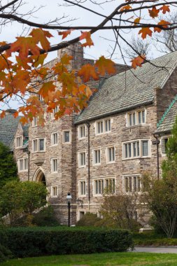 Princeton, New Jersey - 1 Kasım 2017: bir görünümünü sonbahar yaprakları tarafından çevrili Princeton Üniversitesi'nin pek çok güzel binalardan biri olan.