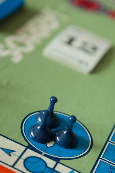 WOODBRIDGE, NEW JERSEY - October 9, 2018: Details of a circa 1980s board game of Sorry are shown