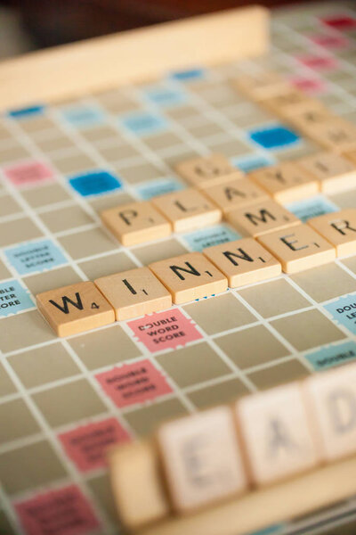 WOODBRIDGE, NEW JERSEY - October 9, 2018: A vintage Scrabble board game is shown with letter tiles
