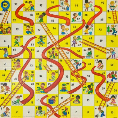 Woodbridge, New Jersey - 13 Ekim 2018: A circa 1980'lerde masa oyunu Chutes ve Ladders gösterilir.
