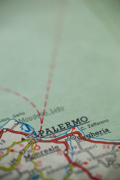 Palermo, Italy is the center of focus on an old map.