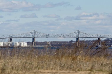 A view of the Outerbridge Crossing, which connects Perth Amboy, New Jersey and Staten Island, New York. Photo taken from South Amboy. clipart
