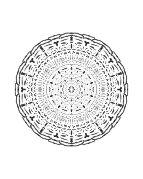 Enkel Svart Geometrisk Mandala Illustration Vit Bakgrund — Stockfoto