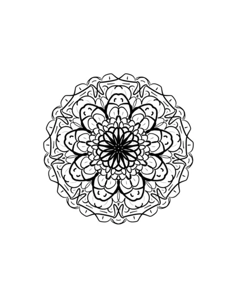 Проста Чорна Геометрична Ілюстрація Мандали Білому Тлі — стокове фото