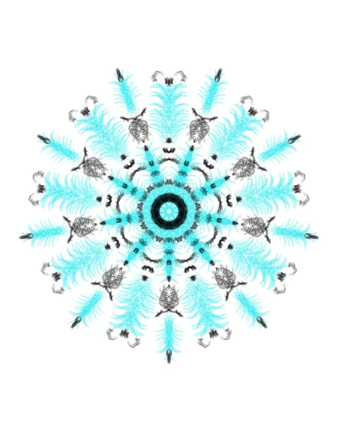 Eine Bunte Und Geometrische Federmandala Illustration Auf Weißem Hintergrund — Stockfoto