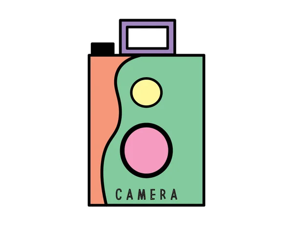 Pastel Renklerde Kaprisli Düz Dizayn Kamera Çizimleri — Stok fotoğraf