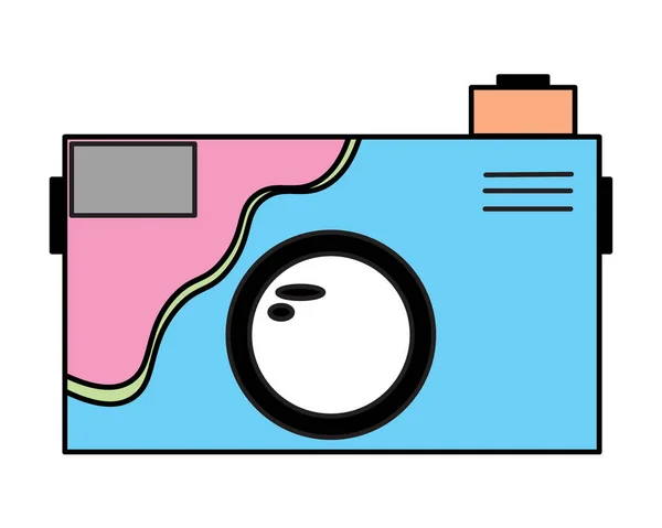 A whimsical flat design camera illustration in pastel colors