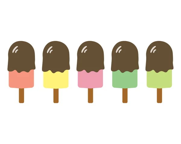 Flat Design Illustration Ice Cream Dipped Chocolate Pastel Colors — Stock Photo, Image