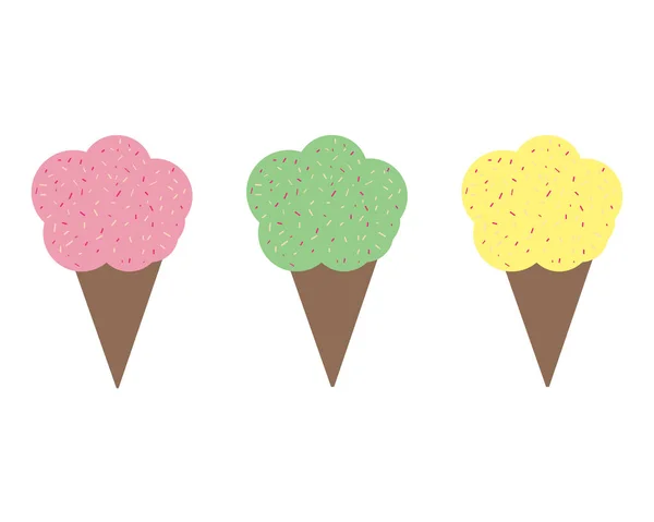 Flat Design Illustration Ice Cream Cones Sprinkles Pastel Colors — Stock Photo, Image